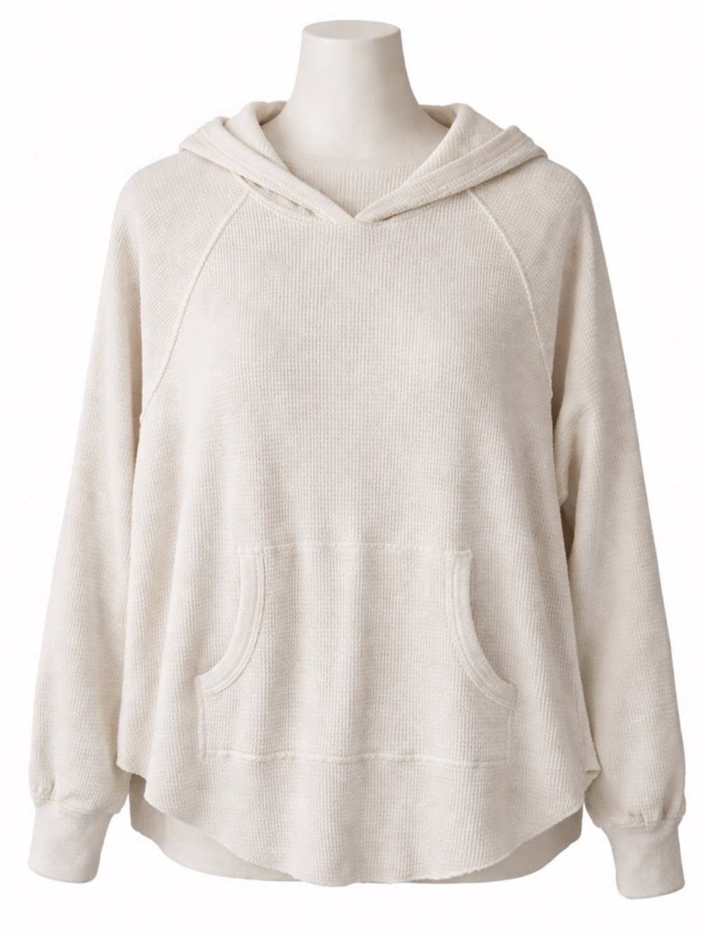 Size M Tna Aritzia Women’s Waffle Knit Hoodie Thermal Pullover Cream